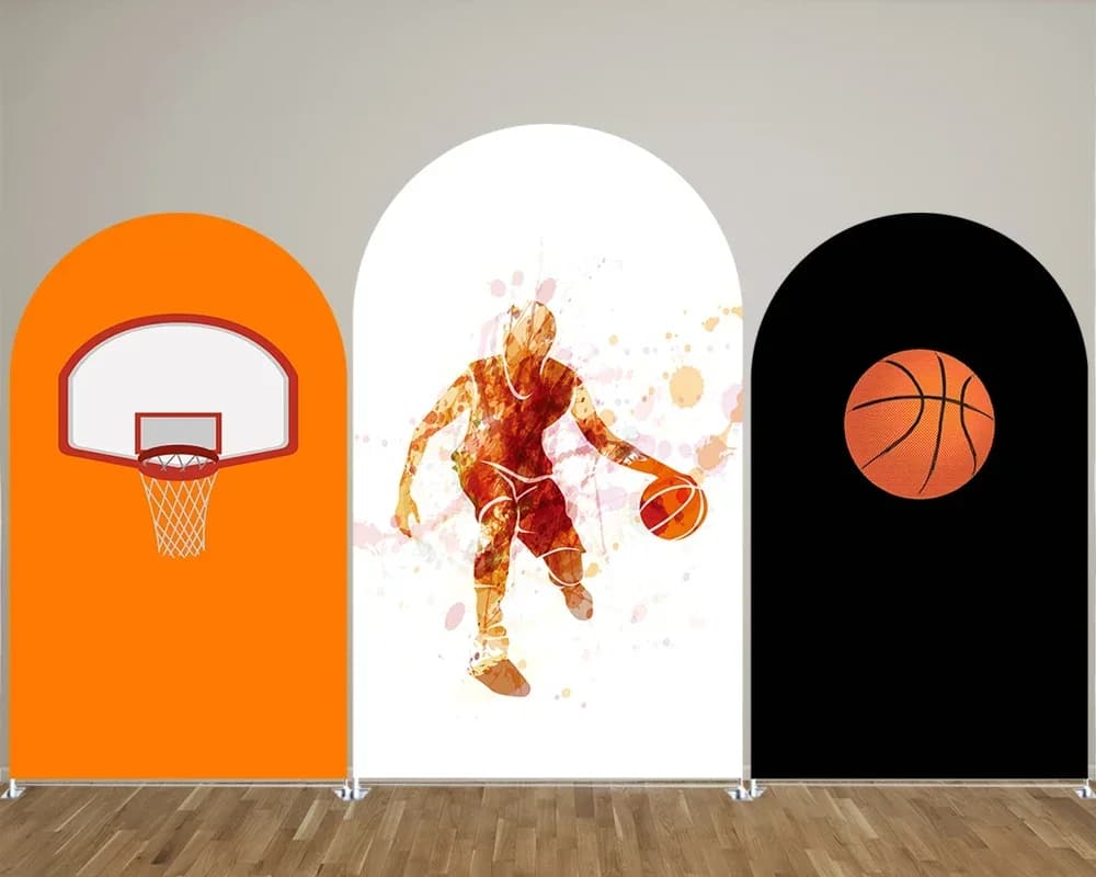 VIKAMA Tema del basket Arco Fondale Copertura Festa di compleanno Bambini Battesimo Tenda elasticizzata Decorazione Sfondi fotografici per feste