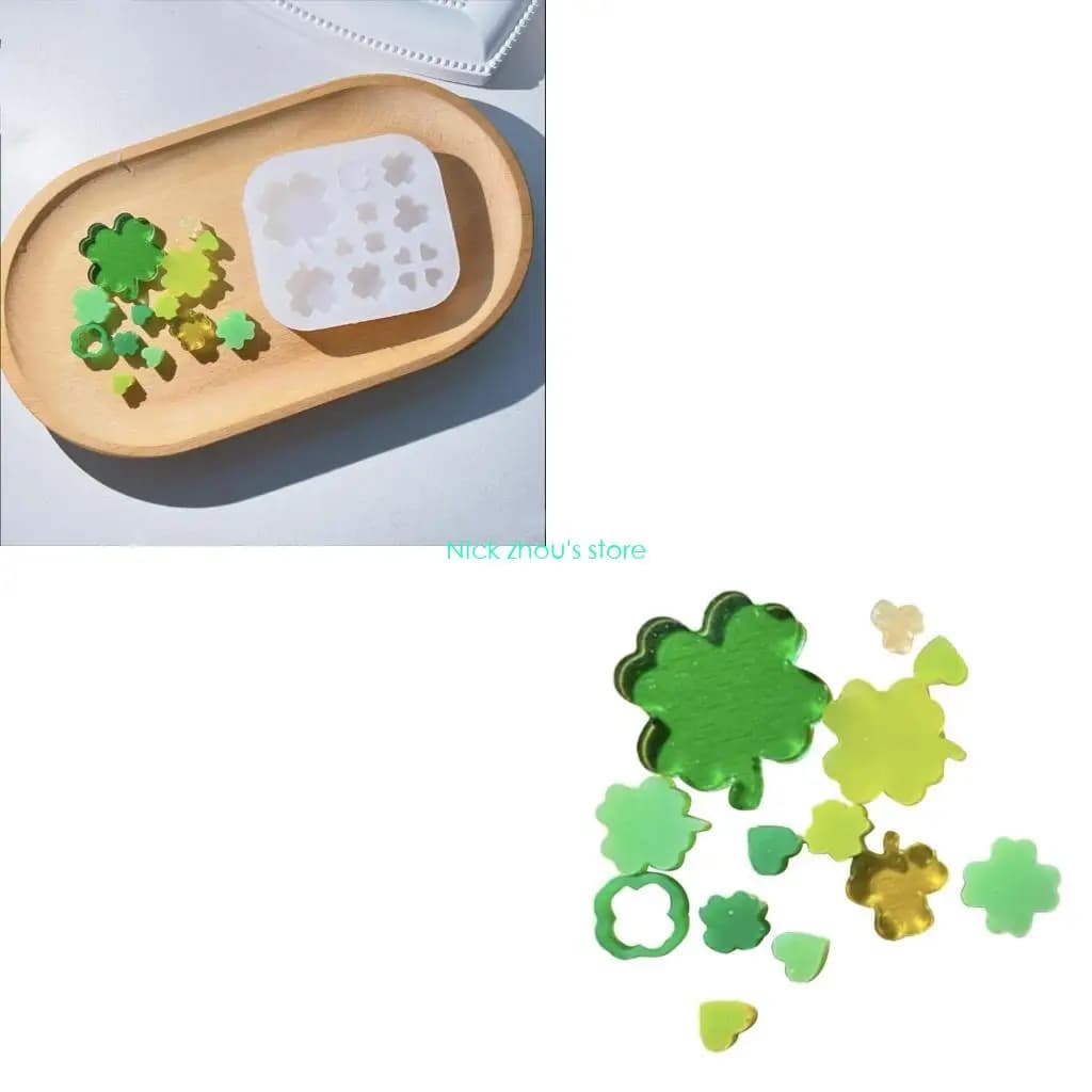 E15E Cuore Trifoglio Stampo in Silicone Otturazioni per shaker epossidici vuoti Stampi in Silicone Stampo riempimento in per