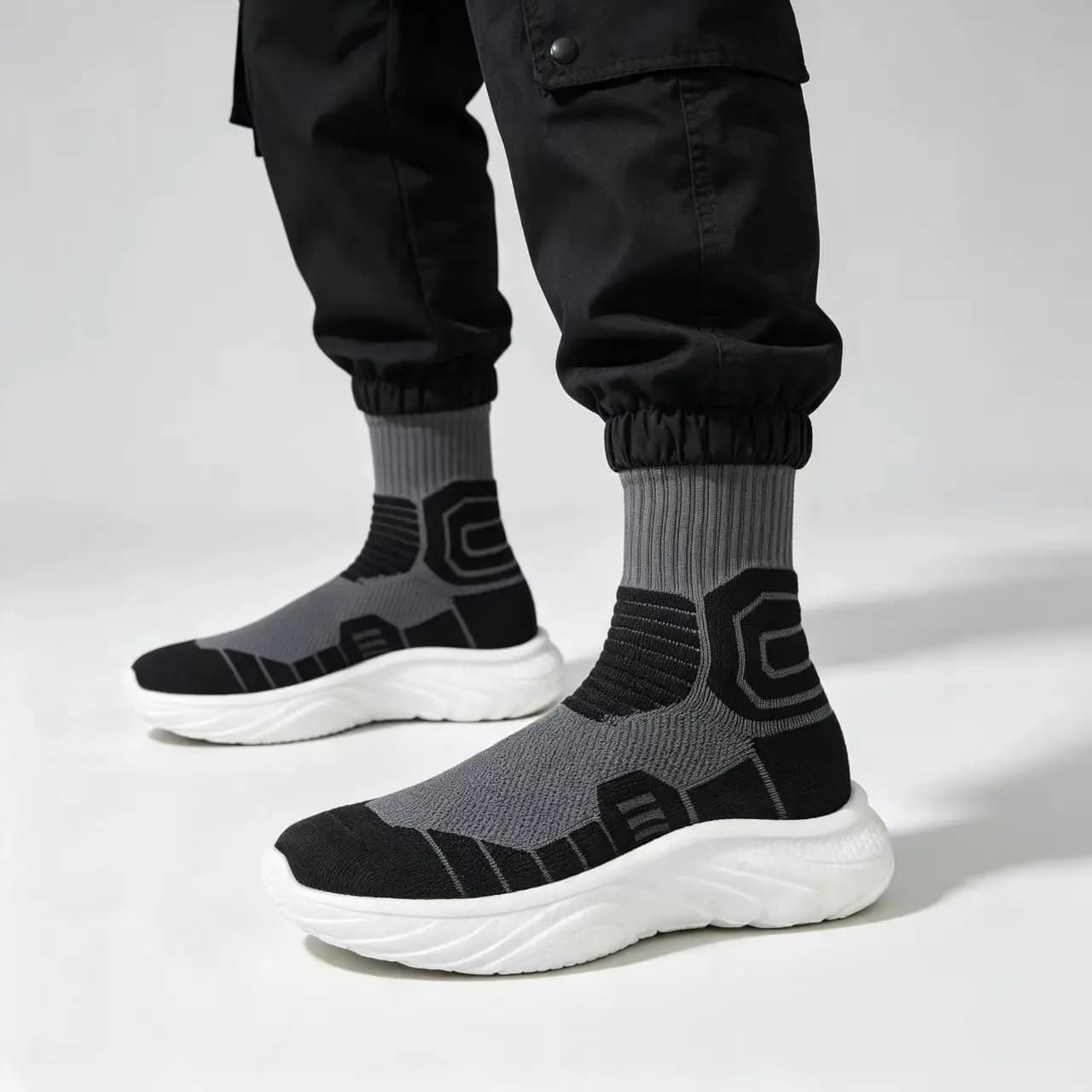 MWY Men High‑Top Sock Training Shoes Breathable Sneakers Non‑Slip Jump Rope Yoga Gym Fitness Walking Sport Shoe Size38-46
