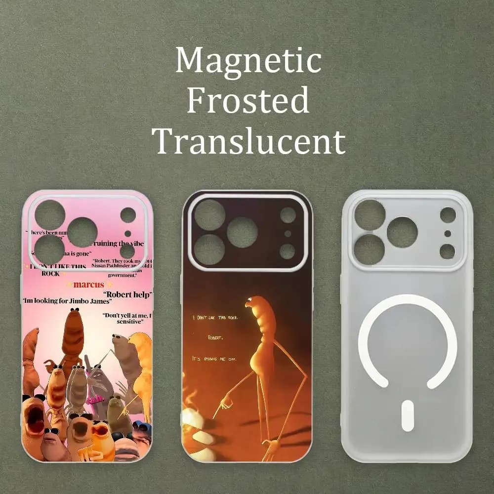 M-Marcus The Worm Printed Case For MagSafe Matte Frosted Semi Clear TPU For iPhone 15 17 16 11 12 14 13 Pro Max
