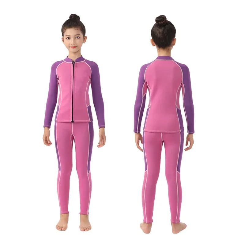 Muta Subacquea Flessibile per Bambini 3.5mm in Velluto Caldo, Costume da Bagno a Maniche Lunghe con Protezione Solare per Uomo e Donna, Ideale per Surf e Snorkeling