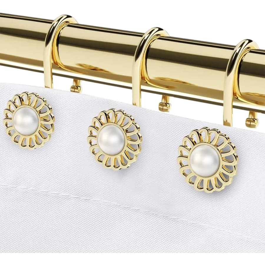 Ganci per tende da doccia dorati Anelli Ganci decorativi per tende da doccia Anelli da doccia in metallo resistenti Ganci per doccia girasole per spettacoli