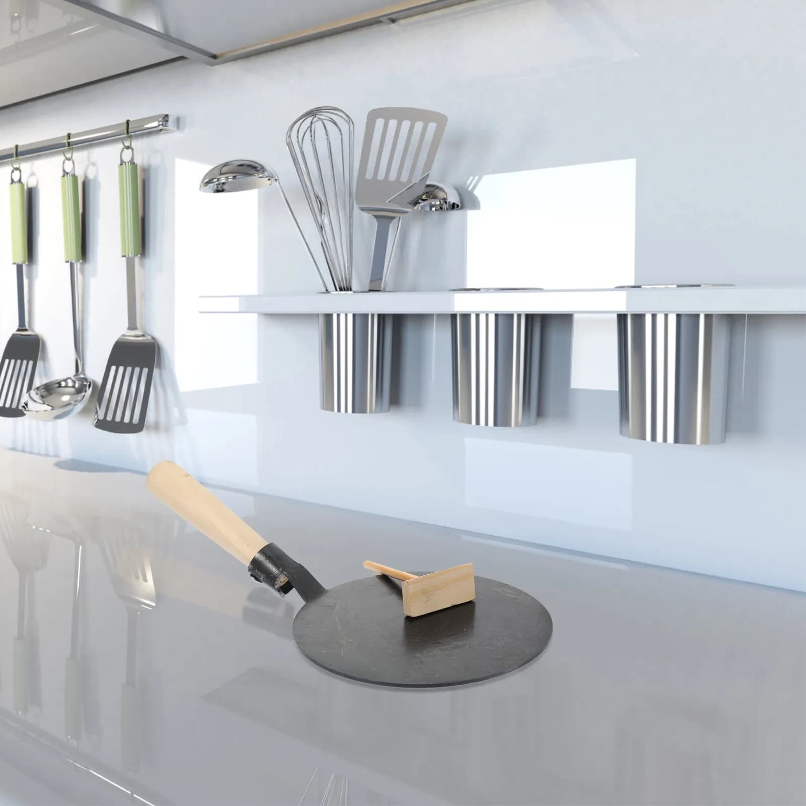 Set di Utensili per Pittura allo Zucchero, Padella Antiaderente per Pancake, Piastra Piatta da Cucina, Griglia per Crepes, Padella Multifunzione