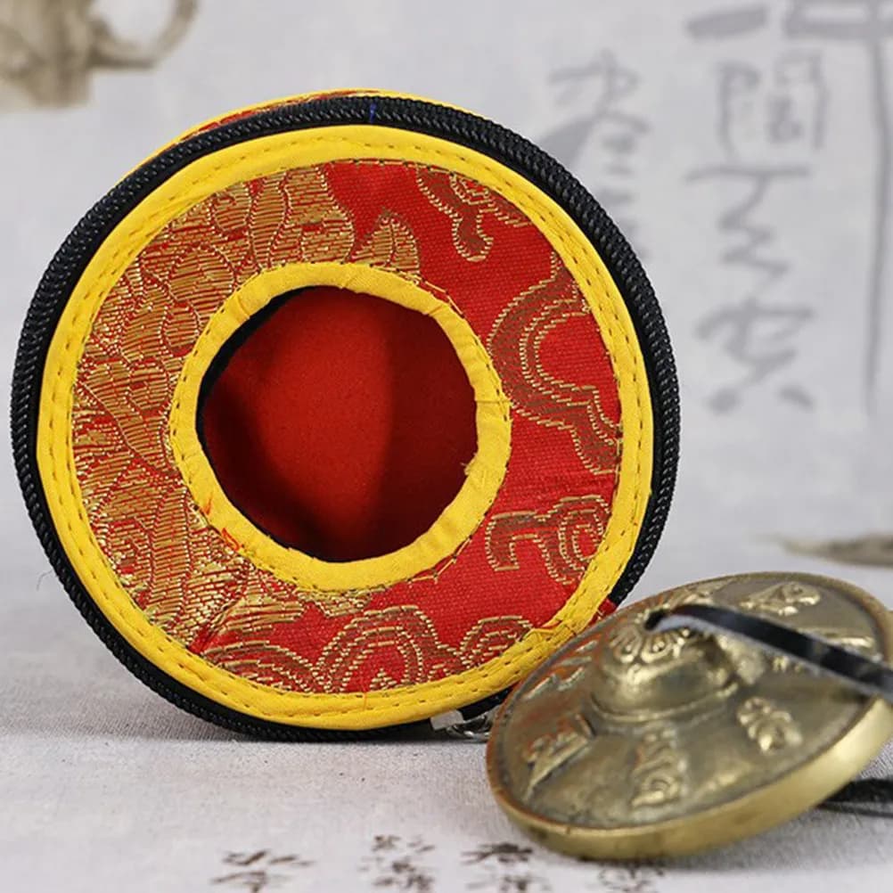 Exquisite Nepal Bell Case Handcrafted Polyester Meditation Bell Protector Secure Storage Pouch for Tibetan Tingsha Bells Sleeve
