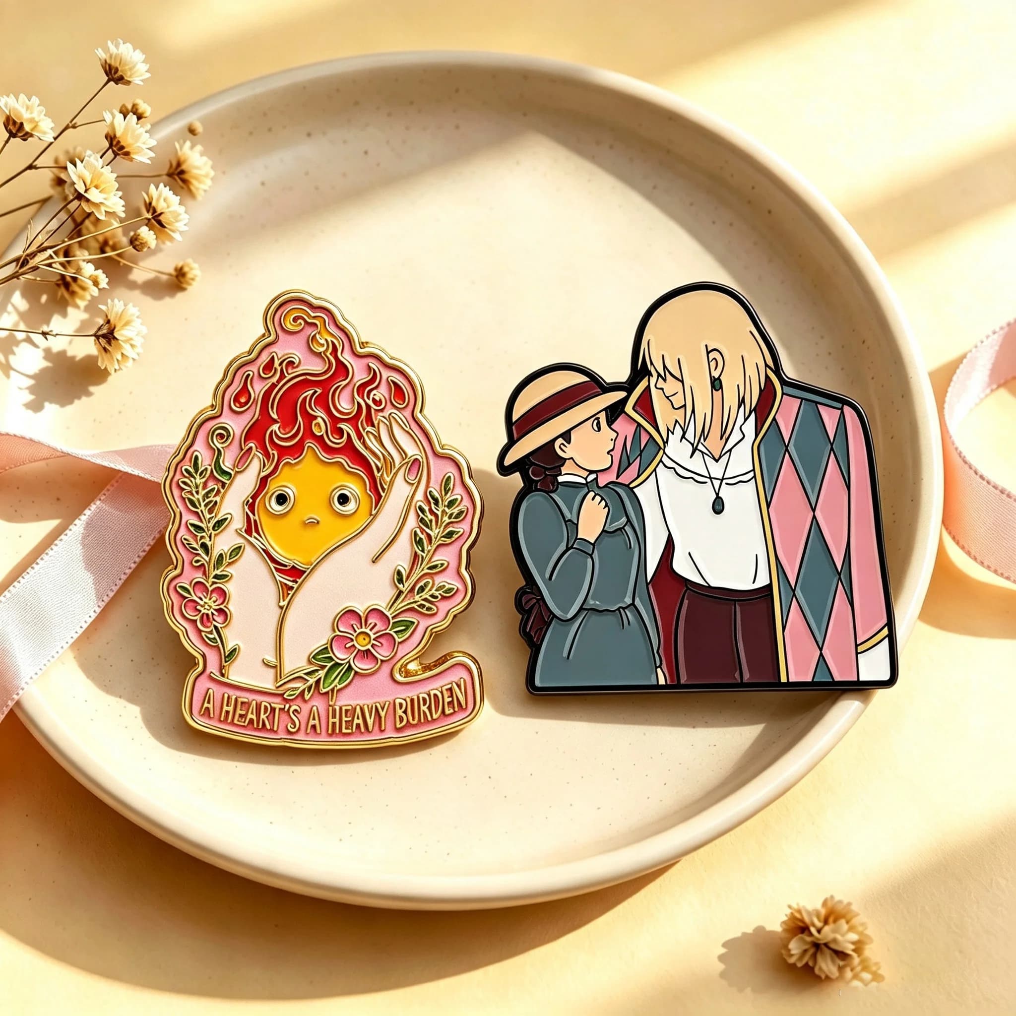 A HEART'S A HEAVY BURDEN Enamel Pin Fantasy Couple Flame Elf Figure Lapel Brooch Backpack Hat Clothes Decor Collectible Gifts