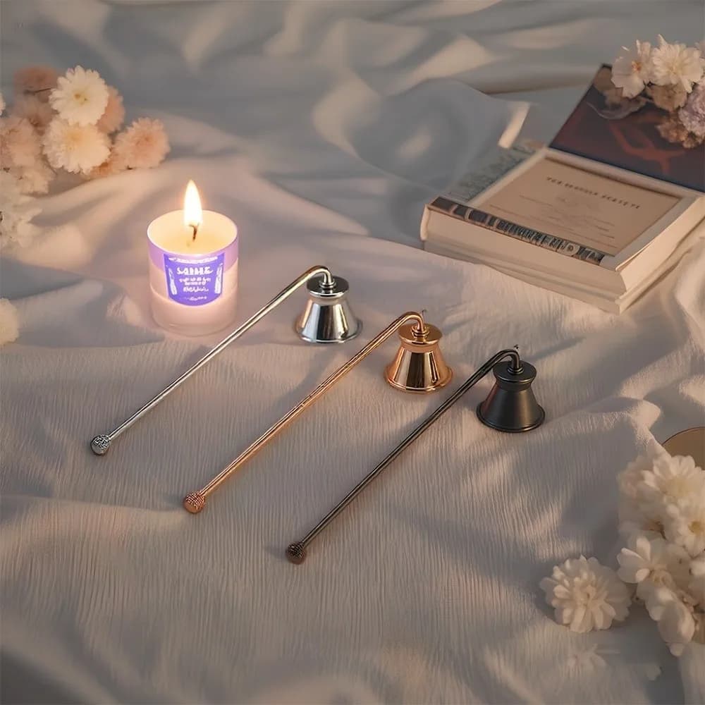 Elegant Bell Shaped Candle Wick Trimmer Long Handle Turn Off Extinguisher Flame Snuffer Wick Cover Home