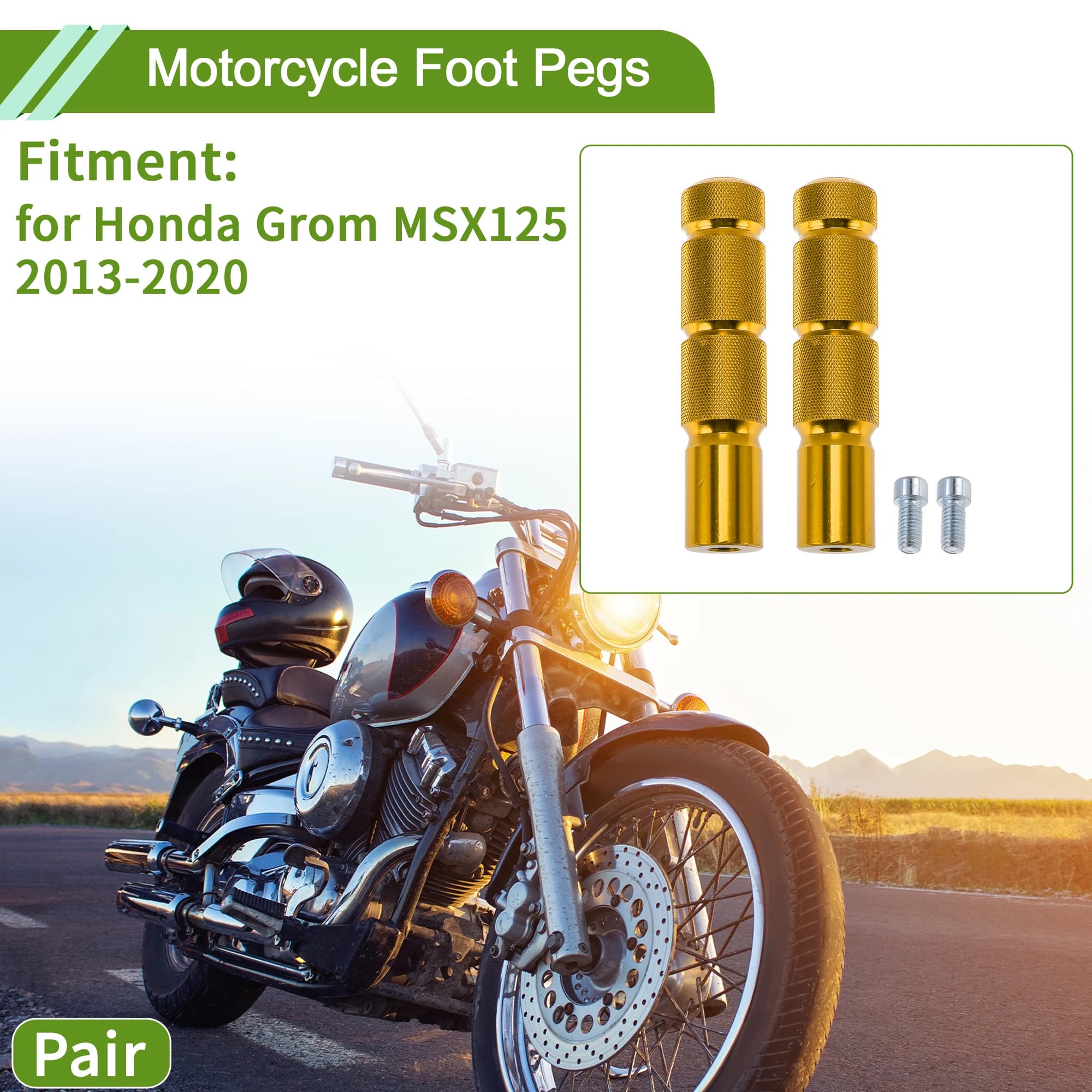 UXCELL Pedane moto per Honda Grom MSX125 2013-2020 Pedale anteriore in lega di alluminio