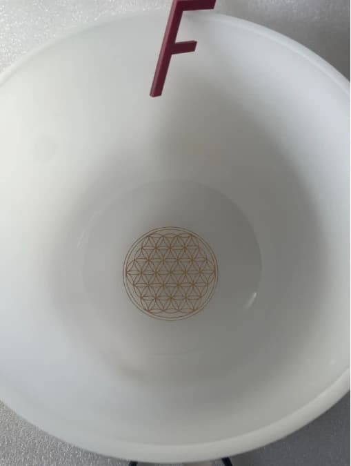 Factory Special Price 11" frosted crystal singing bowl with 432hz perfect F note Heart chakra flower of life image