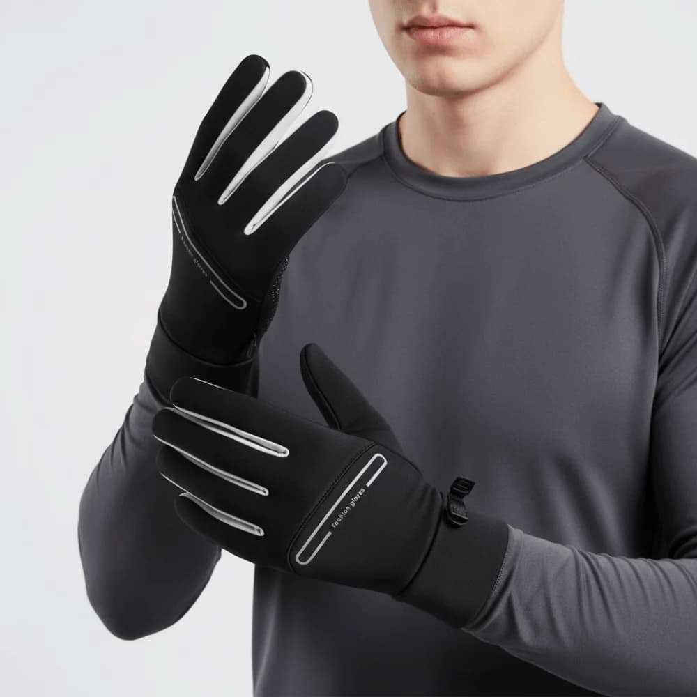 Guanti invernali unisex a tinta unita, caldi, antiscivolo, touchscreen, per ciclismo, resistenti al freddo, a dita intere, per sport in climi freddi