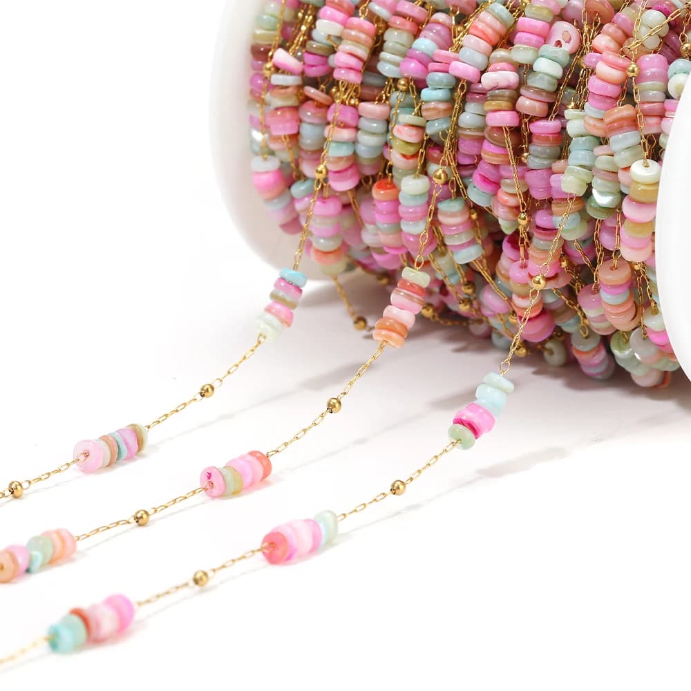 Catene di perline intrecciate in smalto in acciaio inossidabile da 1 metro per forniture di gioielli delicati fai-da-te Collana da donna Orecchini Materiale all'ingrosso