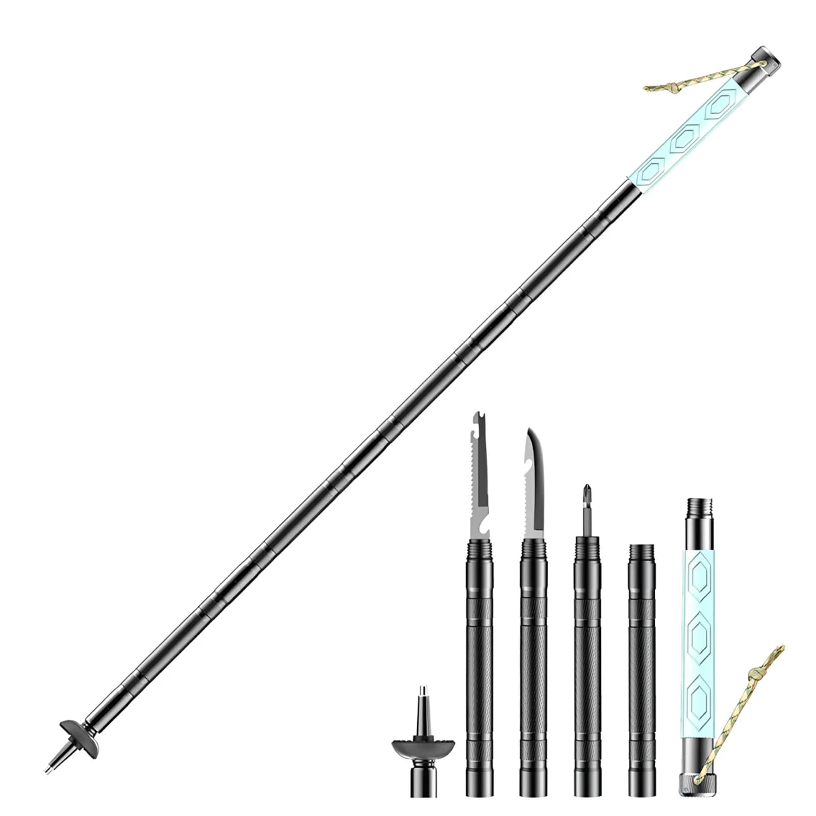 Foldable Multifunctional Trekking Poles luminous Silicone Aluminium Alloy Outdoor Walking Sticks