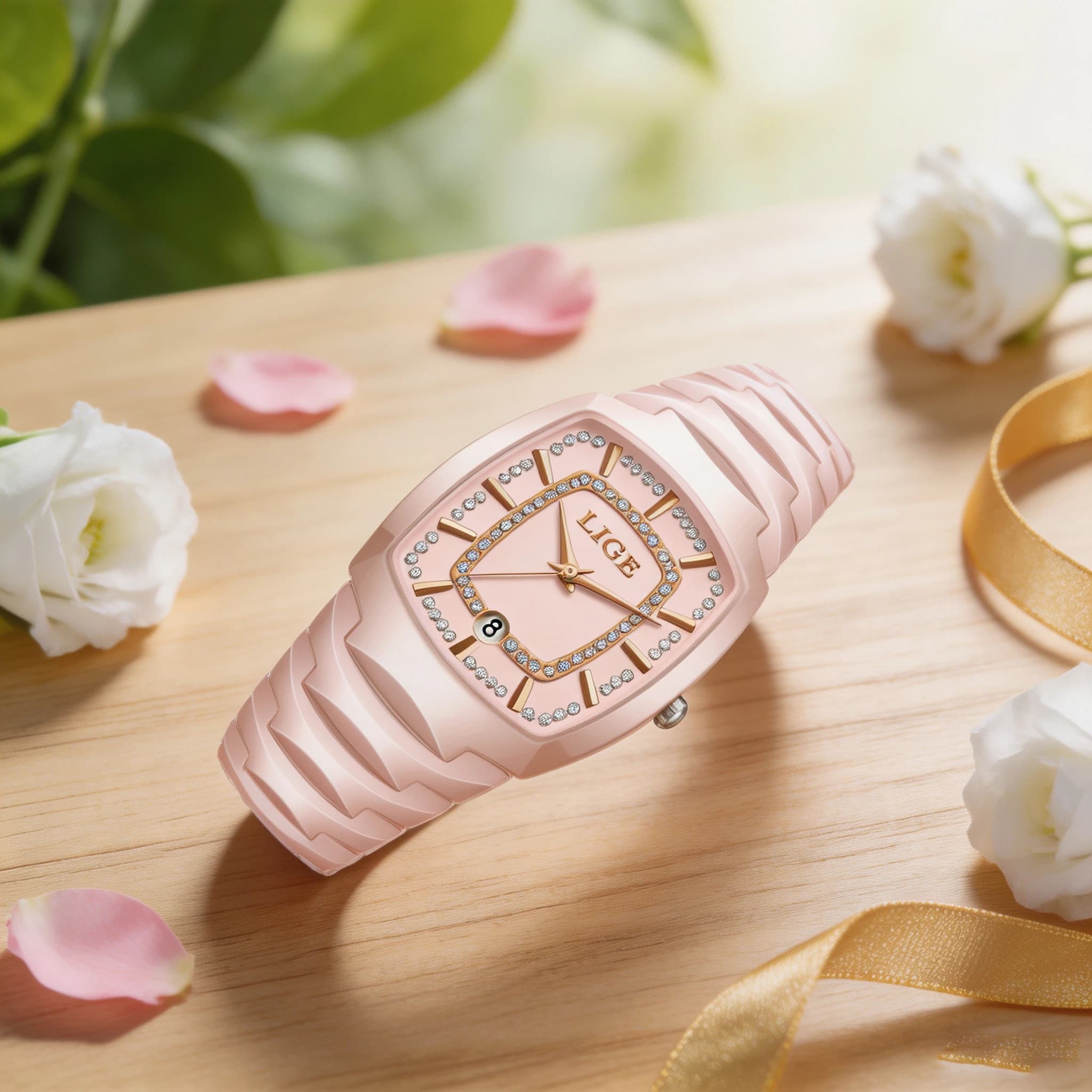 LIGE New Ladies Waterproof Watch Luxury Ceramic Braceletz Women Watches Creative Fashion Original Elegant Quartz Wristwatch Gift