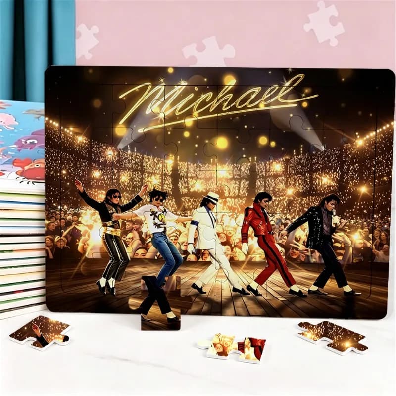 King of Pop Michael Jackson 30pcs Jigsaw Puzzle Boys Girls Anime Cartoon Printed Picture Puzzle Parent Child Interactive Puzzle