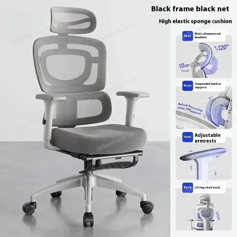 Sedia Ergonomica con Poggiapiedi, Sedia da Gaming per Computer, Comoda con Ruote, Massaggio e Regolabile, Sedia da Ufficio, Arredamento per Ufficio