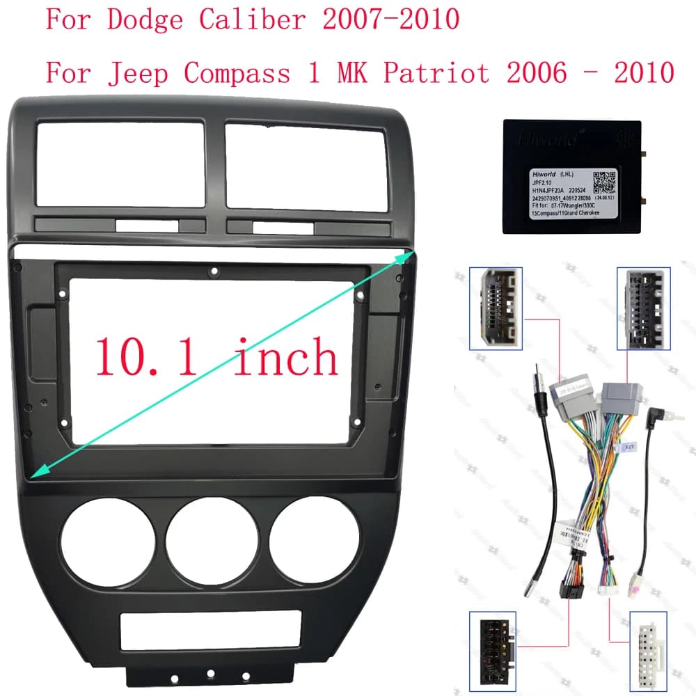 Pannello Fascia in Plastica per Autoradio 2 Din da 10,1 Pollici per JEEP Compass Patriot 2007-2009, Kit di Installazione GPS Mp5 per Cruscotto