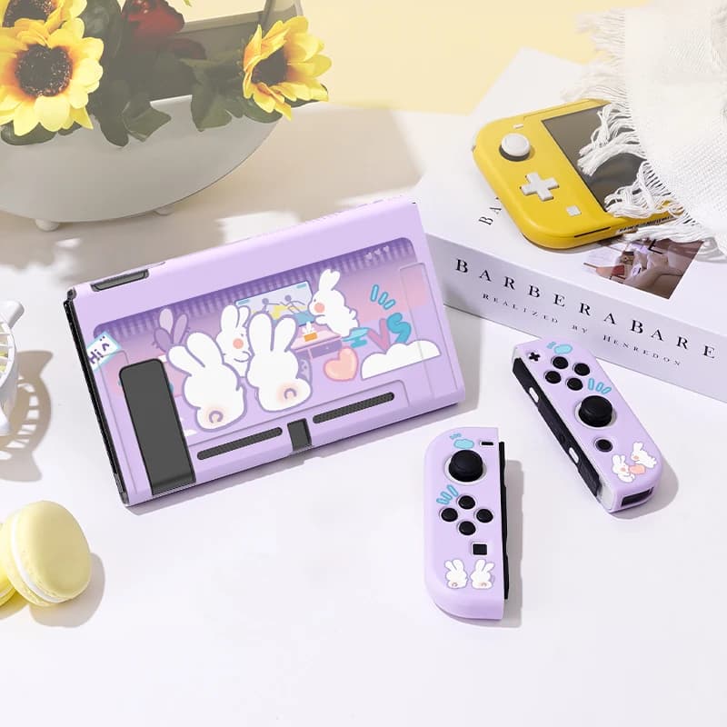 Custodia protettiva da corsa in carta coniglio per Switch Oled, Cover morbida in TPU sottile per Console Nintendo Switch, accessori per giochi NS