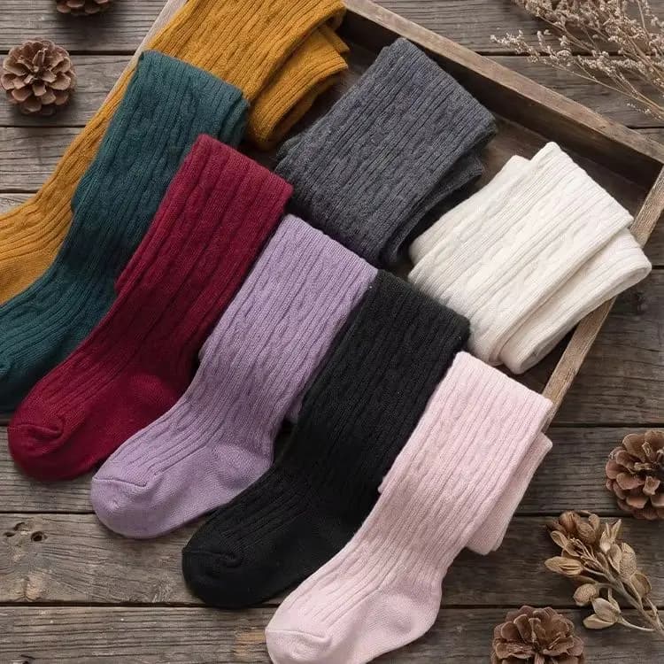 Autumn Winter Kids Cable Tights Toddler Girls Solid Knit Pantyhose Soft Stocking Children Leggings