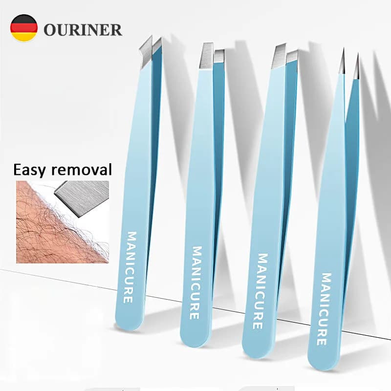 Ouriner pinzette per sopracciglia colorate bellezza dei capelli fini estrattore per capelli in acciaio inossidabile clip per sopracciglia inclinate strumenti per il trucco di rimozione