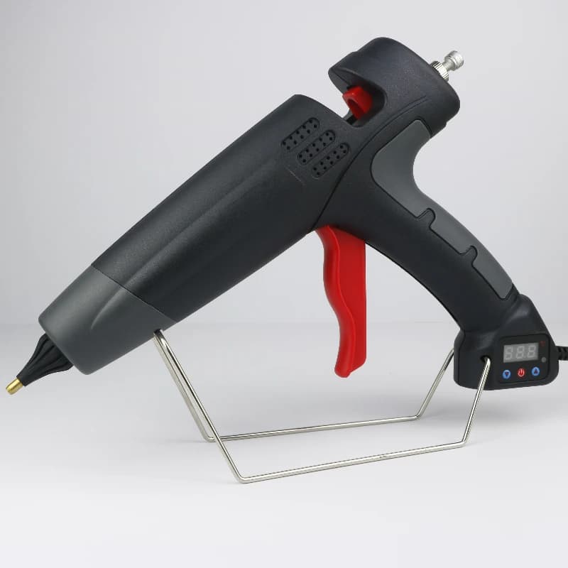 Pistola industriale in silicone caldo da 800 W, controllo della temperatura della pistola per colla a caldo nera da 11 mm, uscita della colla regolabile per la lavorazione del legno fai da te 220 V