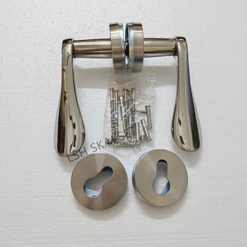 1 Set Manopole per porte a due lati Maniglia per porta del fienile in acciaio inossidabile Maniglia per serratura per porta divisa per camera da letto Accessori hardware per la casa per interni