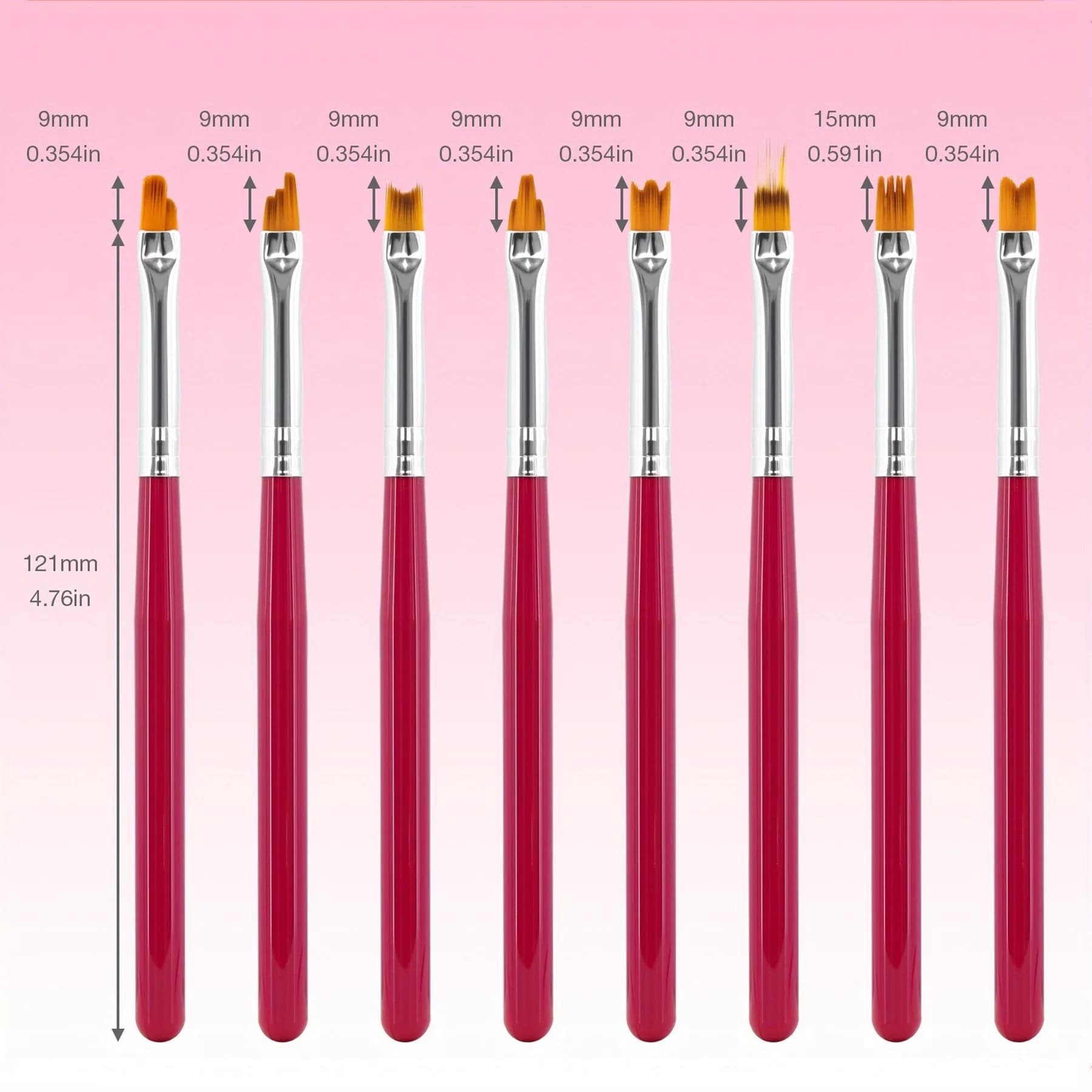 8 pz/set Pennello Per Unghie Artistiche Del Merletto Ombre Design Acrilico Nail Gradiente Penna FAI DA TE Gel UV Pittura Disegno Fiori Strumenti Del Salone di Manicure