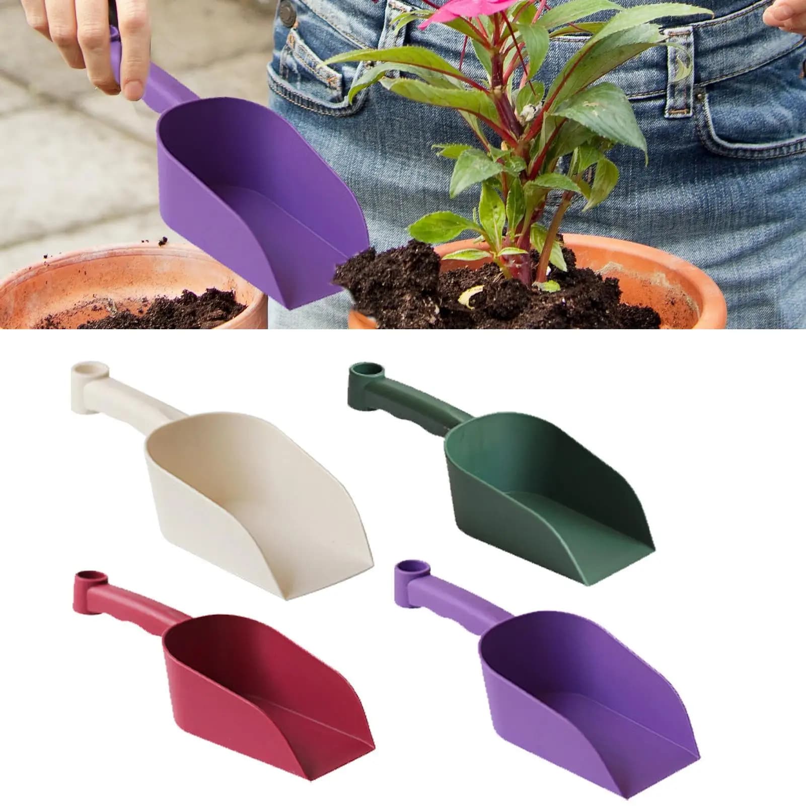 Portable Soil Scoop Garden Scoop Lightweight Shovel Spoon Sturdy Non-Slip Comfortable Grip Cat Litter Spades For Planting Flower