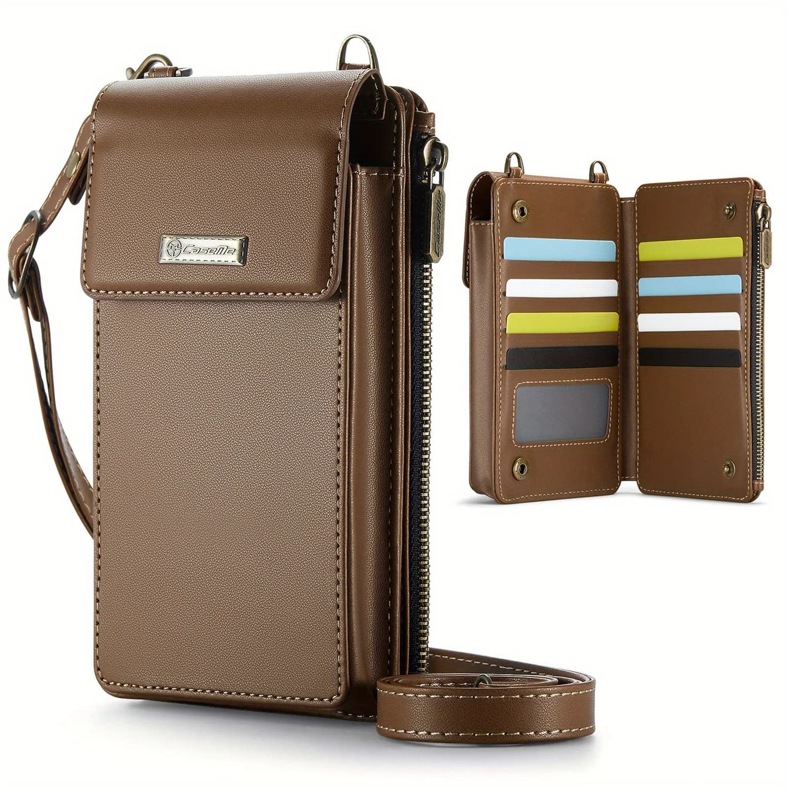 CaseMe Borsa a tracolla piccola per cellulare da donna, borsa a tracolla con tracolla con blocco RFID e slot per carte