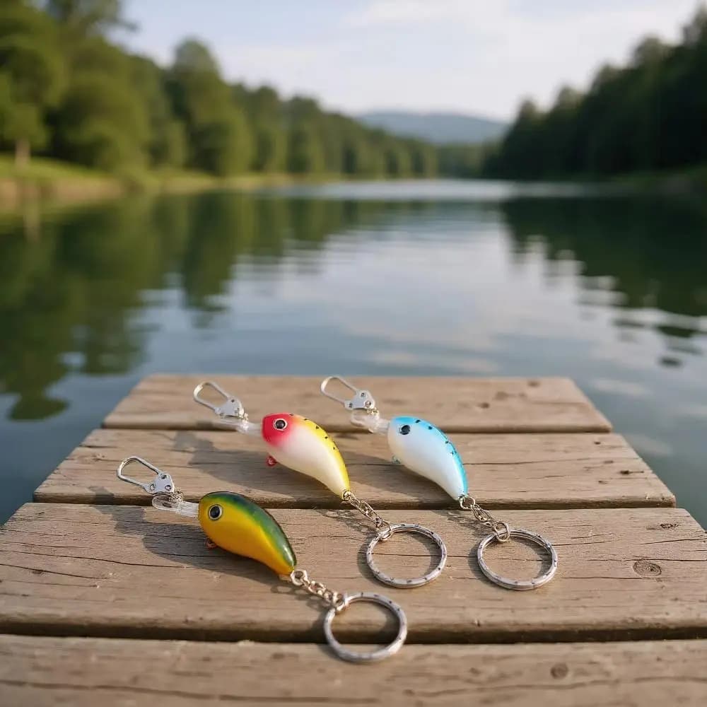 3pcs Metal Construction Fishing Lure Keychains Realistic Design 13CM Length Bionic Bait Key Rings Compact Size Gift Idea