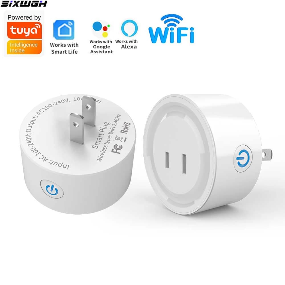 Presa intelligente WiFi Tuya con spina piatta a 2 pin, presa americana, supporto per l'app Smart Life, compatibile con Alexa e Google Home per il controllo vocale.