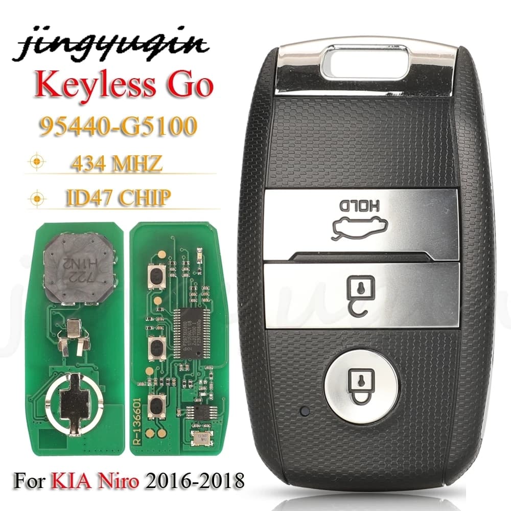 jingyuqin Telecomando Smart per Auto con 3 Pulsanti, Codice FCC: 95440-G5100, Frequenza: 434MHz, Chip ID47 per Kia Niro 2016-2018