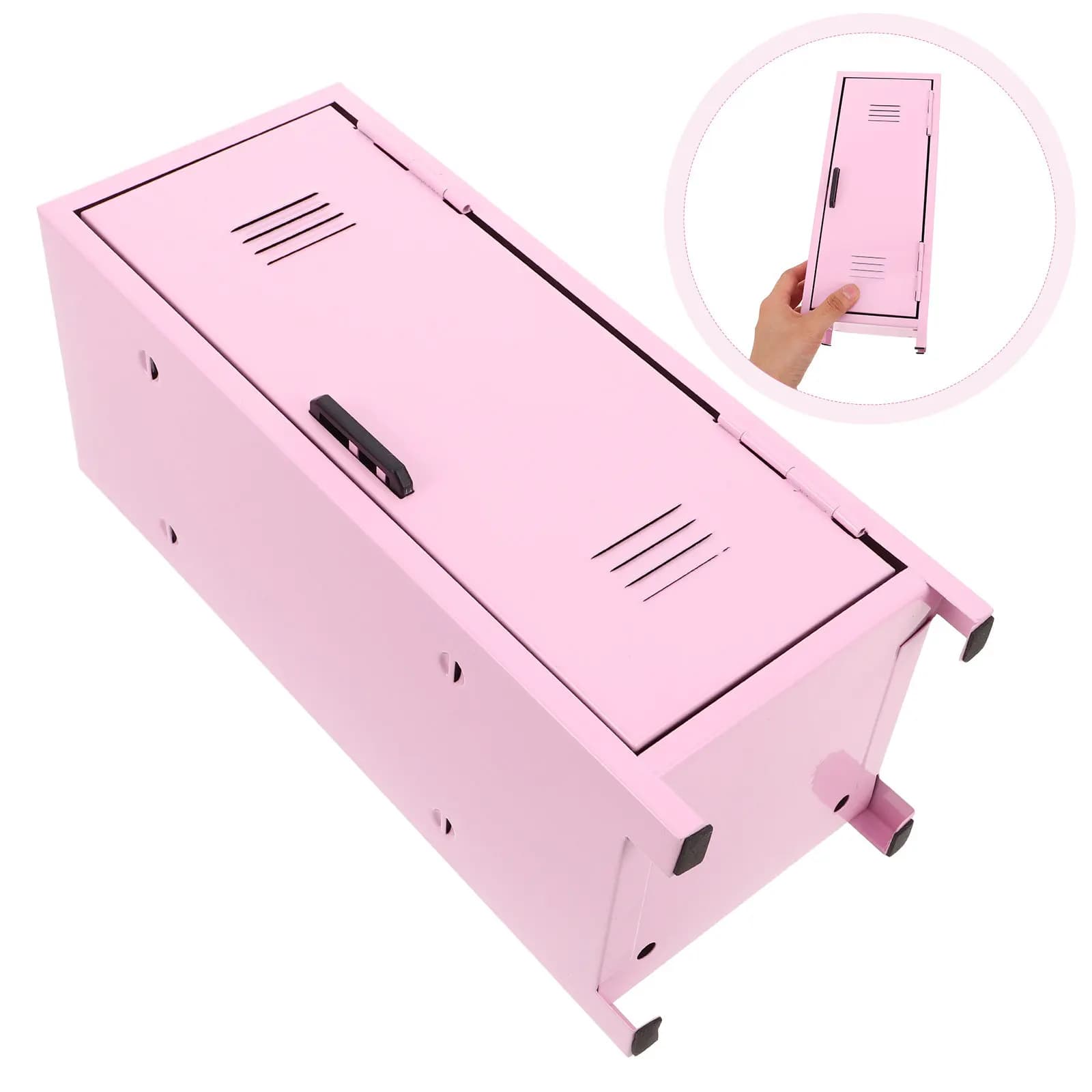 Mini Organizzatore da Scrivania in Metallo per Trucchi con Chiavi e Serratura, Elegante Scatola Portaoggetti in Ferro per Toeletta da Donna