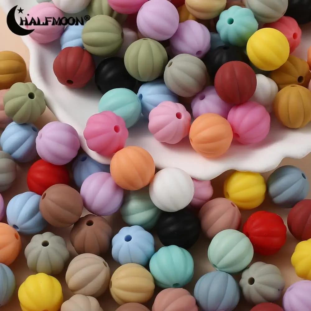 20 pz 14mm lanterne rotonde colorate perline perline da masticare in silicone per allattamento massaggiagengive giocattolo collana fai da te braccialetto ciuccio catena