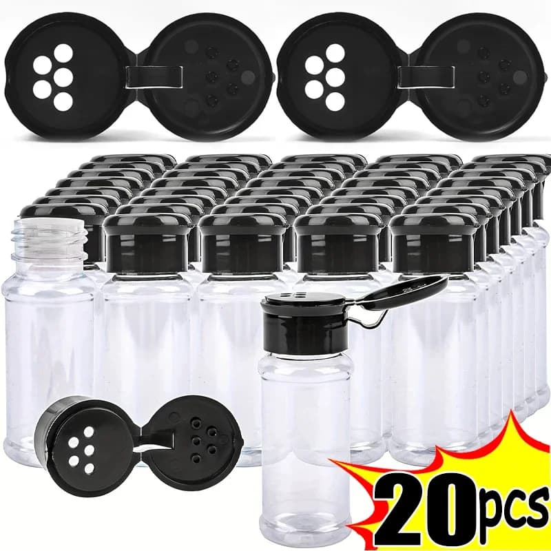 20/1x Bottiglie di Spezie Vuote in Plastica Set per Conservare Condimenti per Barbecue Sale Pepe con Tappo Twist Lock Barattoli di Stoccaggio per la Cucina di Casa