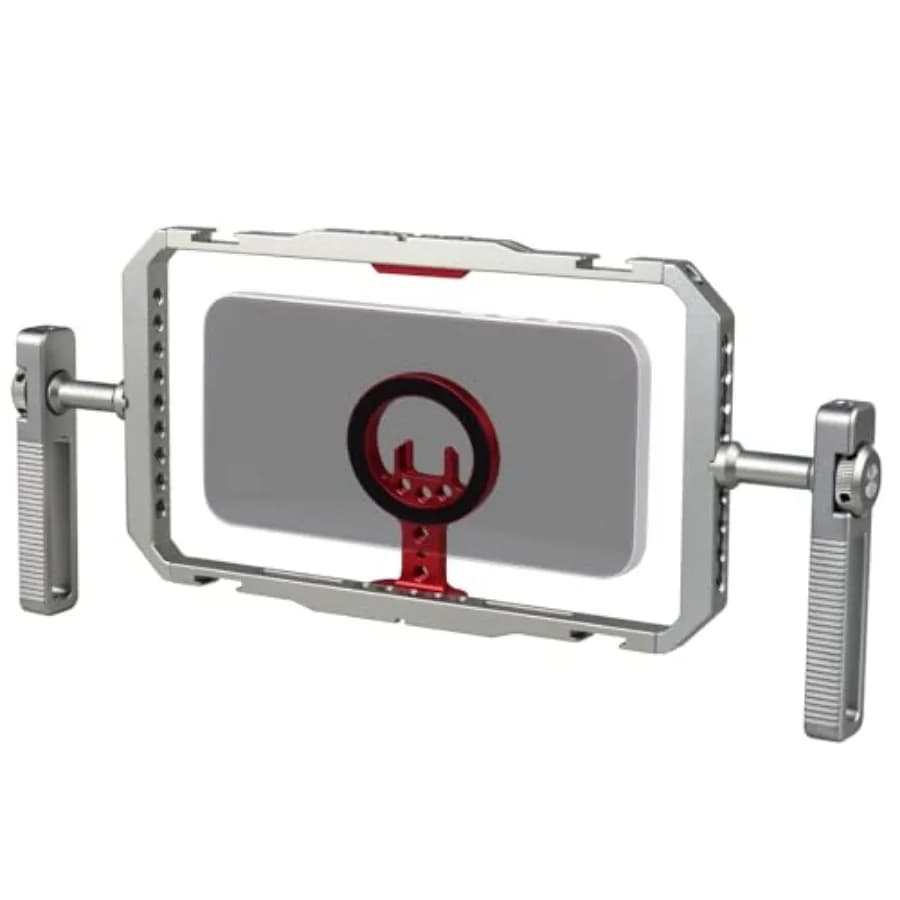 Magnetic Phone Cage with Handle, Smartphone Cage Kit with 360° Rotation Handgrip and Magnetic Sticker for Photography, Compatib