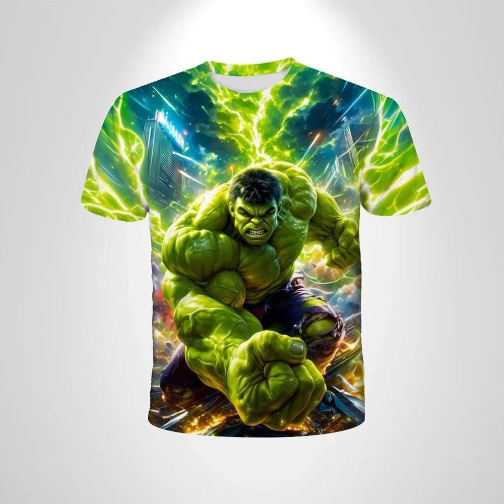 T-shirt Marvel Super Hero per ragazzi, Hulk Avengers, stampa 3D, traspirante, ad asciugatura rapida, casual, Anime, T-shirt a