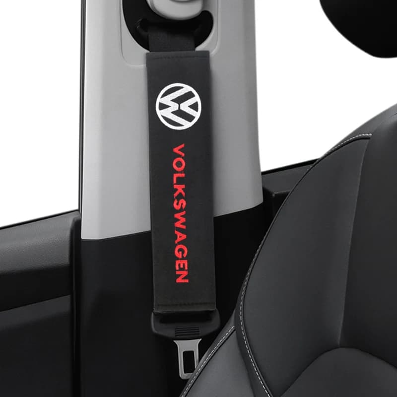 2pcs Carbon Fiber Cotton Car Seat Belt Protection Cover Case For VW Volkswagen Polo Jetta Golf Passat Touran B5 B6 Touareg