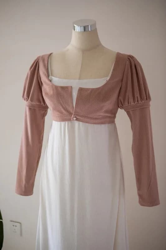 Regency Spencer Jacket Womens Jane Austen Costume Victorian Crop Coat Corduroy