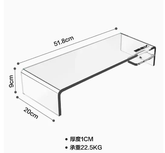 Supporto per laptop in acrilico trasparente, rialzo ergonomico regolabile in altezza con ventilazione, organizer da scrivania stabile ed elegante per MacBook/PC