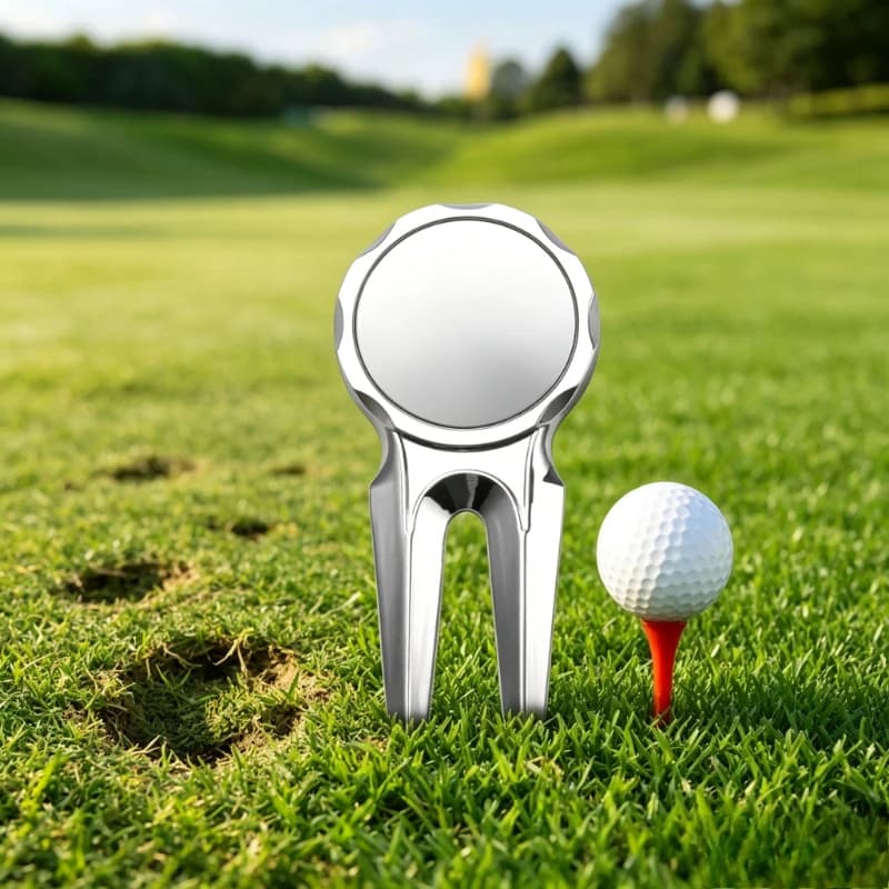 Metal Golf Divot Tool Blank Heat Transfer Green Fork Course Repair Accessory for Golf Ball Marker Hat Clip Gift Set
