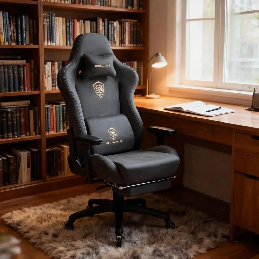 Sedia da Gaming Ergonomica in Pelle Scamosciata per Adulti: Seduta Traspirante Oversize, Supporta Fino a 200 kg, Ideale per Lunghe Sessioni di Gioco in Comfort