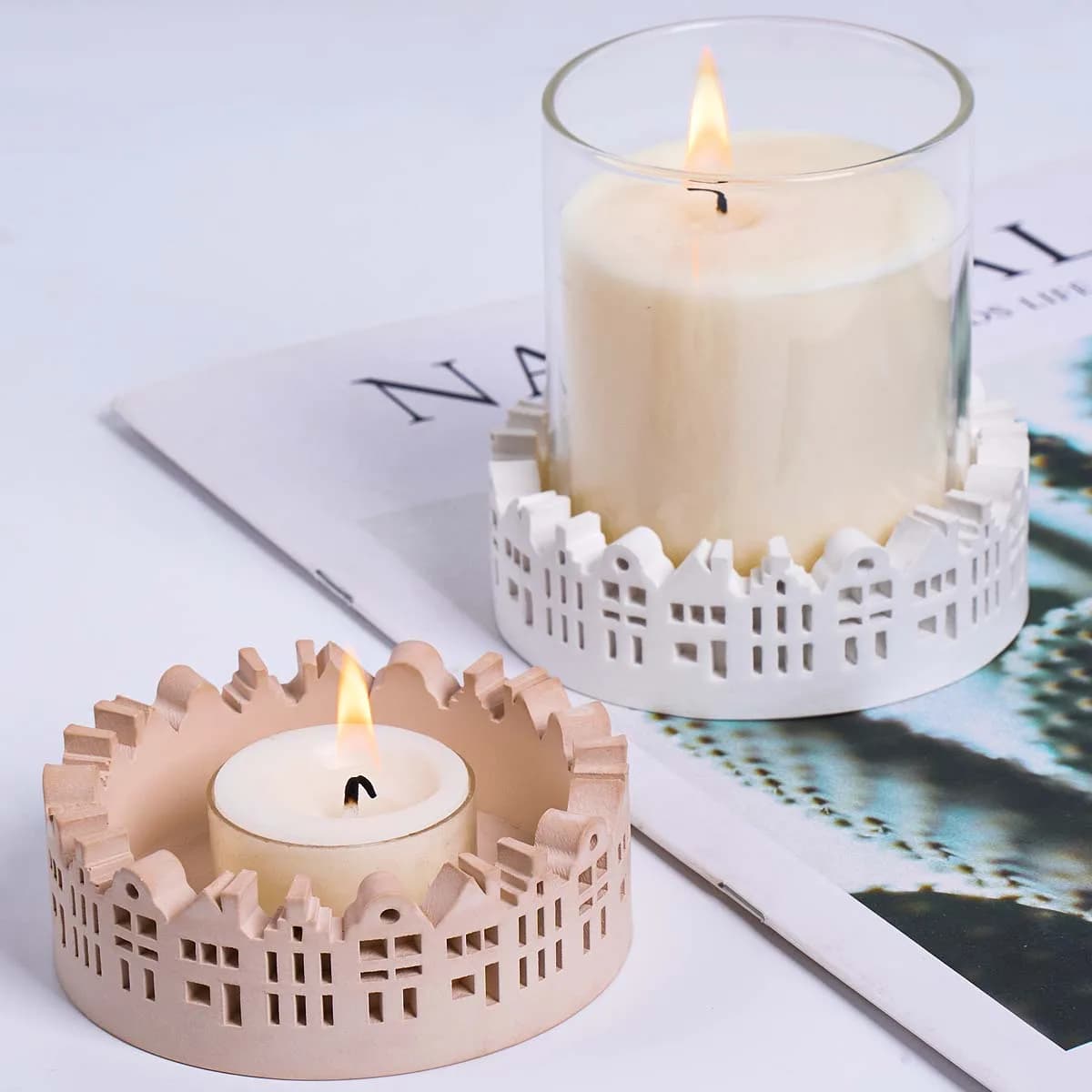 Portacandele rotondo cavo per casa Stampo in silicone Decorazioni per la casa fai da te Artigianato per vasi di fiori Creazione di stampi per colata di scatole di immagazzinaggio in resina di gesso
