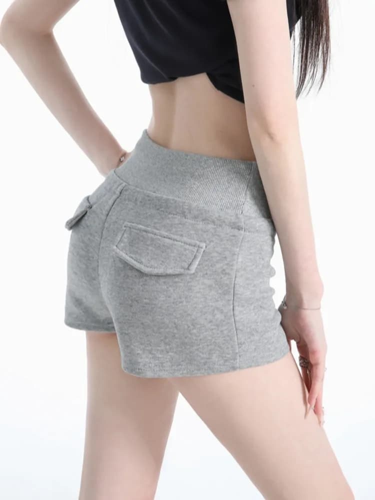 Gray Casual High Waist Slimming A-Line Shorts Women's Summer Hot Pants Commute Straight Leg Comfortable Soft Fashionable