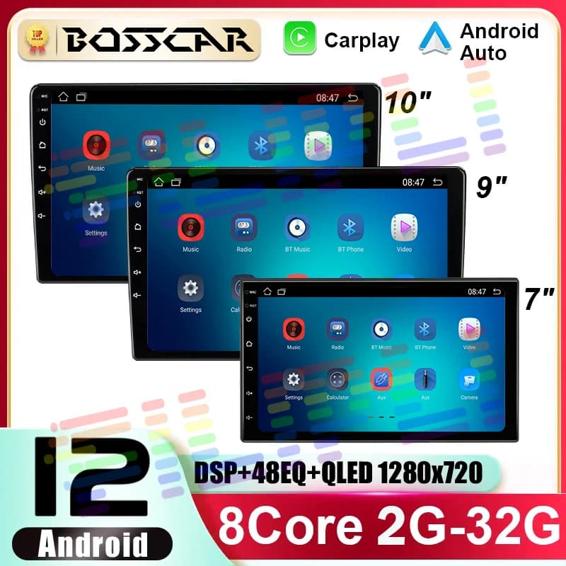 Autoradio Android12 Auto 8 Core 4 + 64G Din 9 "/10" Navigazione GPS universale QLED nel cruscotto con telecamera inversa CarPlay wireless AHD
