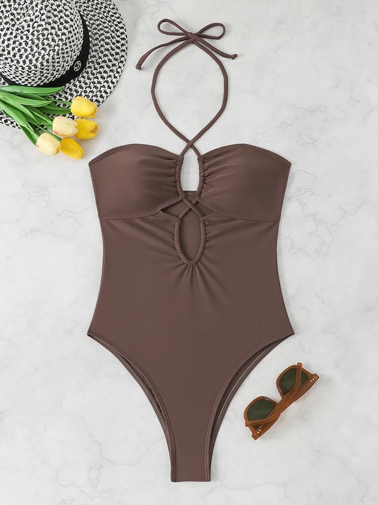 Costume da Bagno Sexy con Allacciatura al Collo, Monokini Intero da Donna, Collezione 2026, Abbigliamento da Spiaggia
