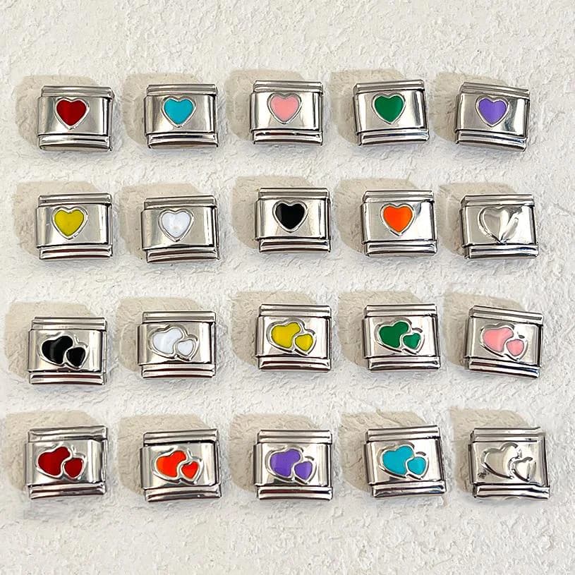 BERICHHA 1PC Bracciale In Acciaio Inox 18PCS Parti Smalto Love Star Strass Cuore Collegamenti Italiani 9mm Gioielli FAI DA TE All'ingrosso Nuovo