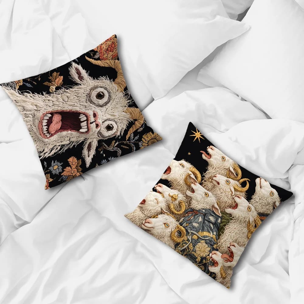Patterns Of Goats Featuring A Modern Art Cushion Cover Pillow Cover Home Sofa Living Room Office Coffee Shop Car PillowCover