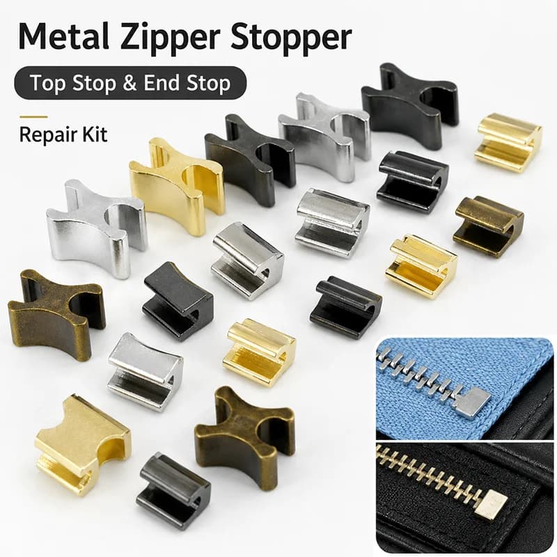 100/200Pcs 3#5# Metal Zipper Top Bottom Stopper U Shape End Lock for Backpack Wallet Zip Repair Tailor Sewing Hardware Kit Set