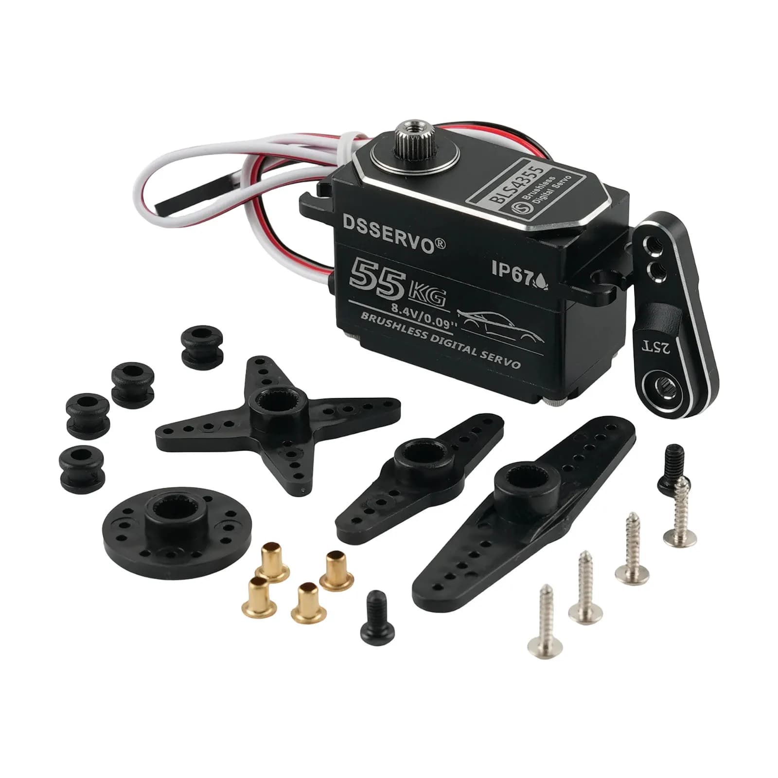 Servo Digitale Brushless Dsservo BLS4355 55KG a Basso Profilo Interamente in Metallo 180 270 Gradi per Auto RC 1/8 1/10 1/12 1/14 e Robot