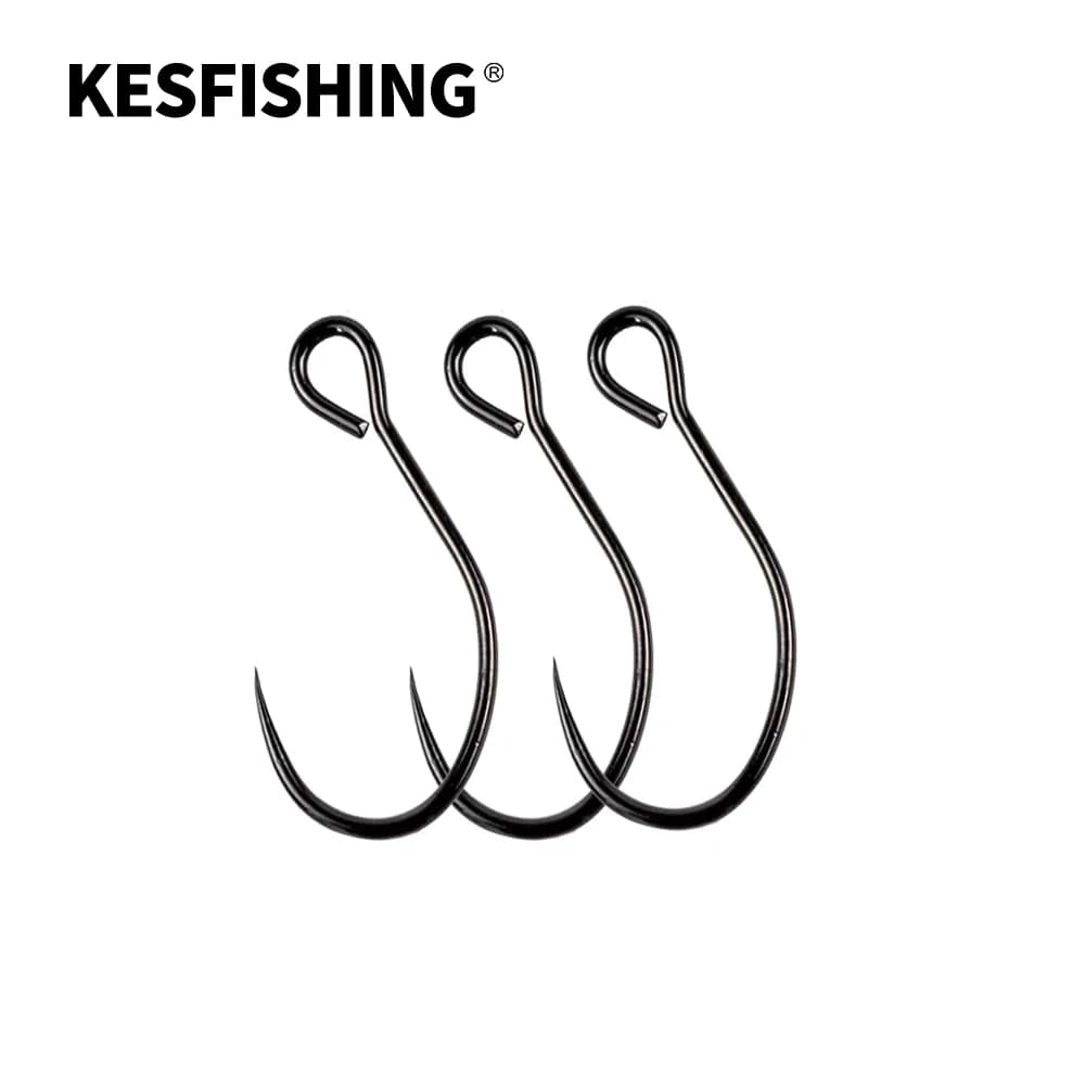 KESFISHING Gancio da pesca con ardiglione Gancio a vite senza fine in acciaio ad alto tenore di carbonio 2,4,6,8 Accessori da pesca Occhio grande per esche a vite senza fine morbide