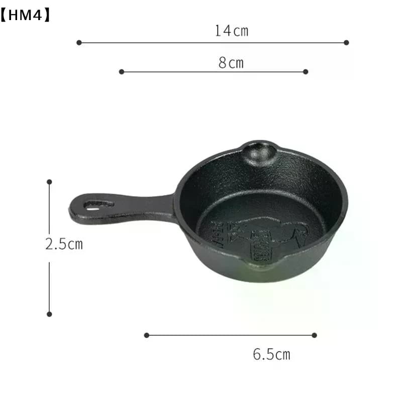 Reinforced Ghisa Mini pan 8/10cm with Double Beccuccio, Non-coated Mini Brush with Wood Handle, Anti-stick pan
